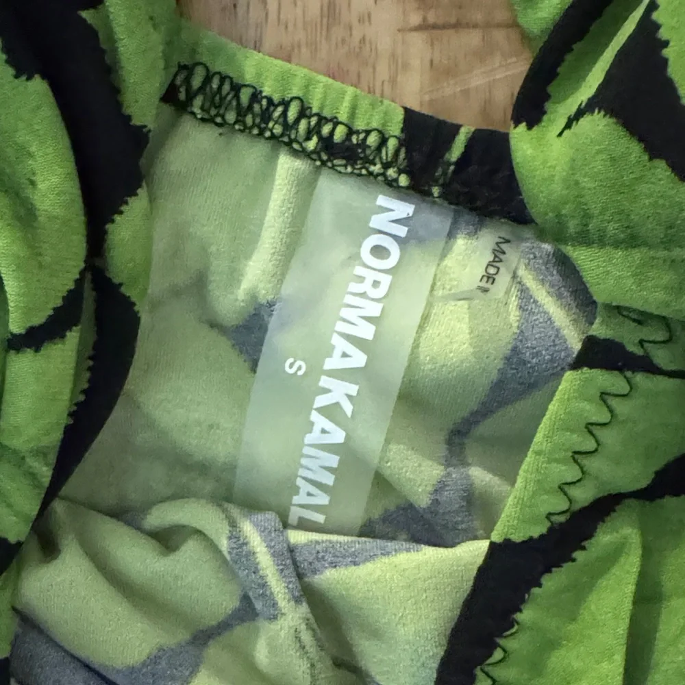 Norma Kamali Bill Mio Green leaves tree Leaf Halter swim bathing suit NWT small